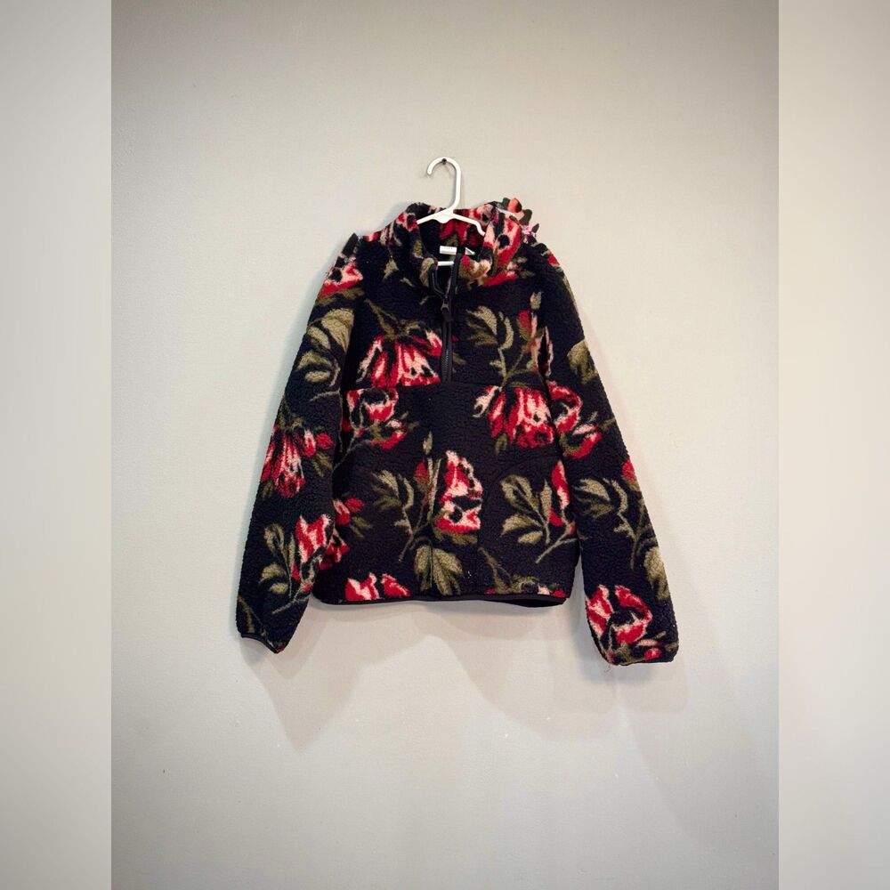 Girls' GAP Floral Sherpa 1/2-Zip Jacket Size XL (12) EUC